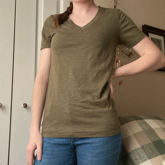 Olive Green V-Neck T-Shirt - Picture 13 of 14